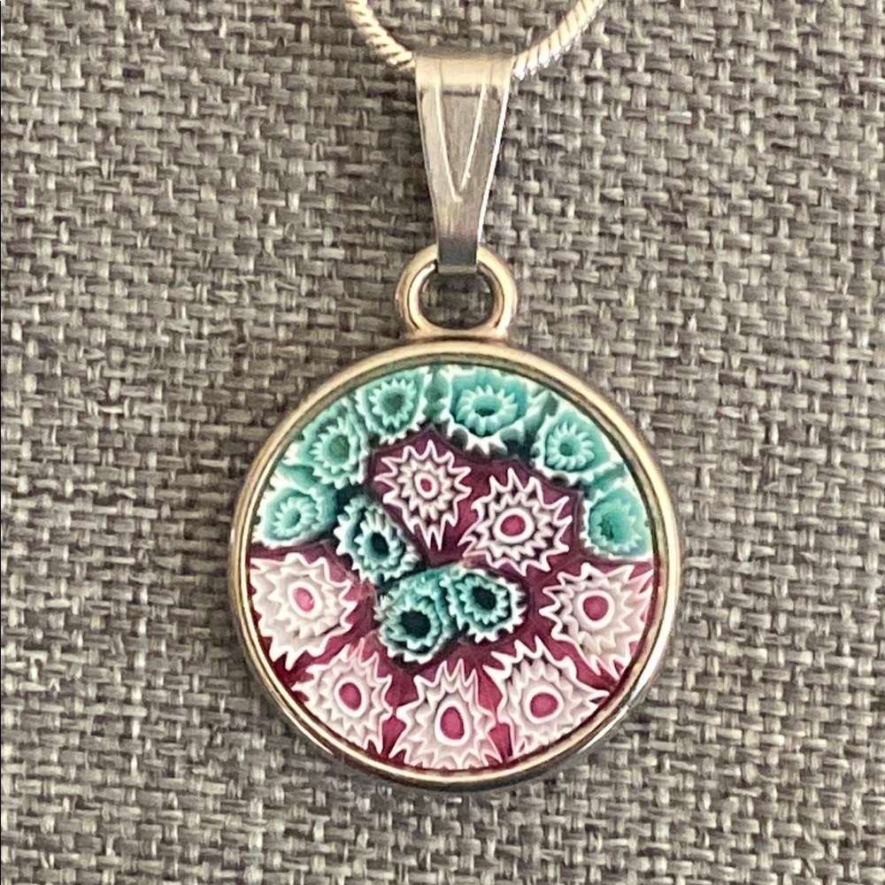 Vintage 90s ORIVE ITALIA MURANO GLASS Pendant w Chain!